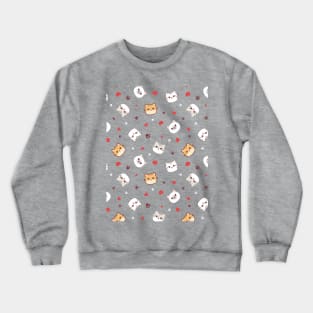 Seamless pattern of a cute different cats, hearts and animal's paws Crewneck Sweatshirt